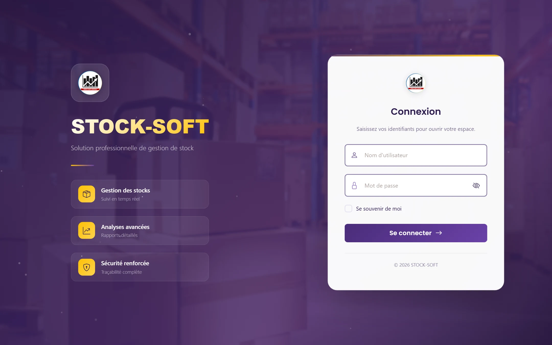 Page de connexion sur ordinateur